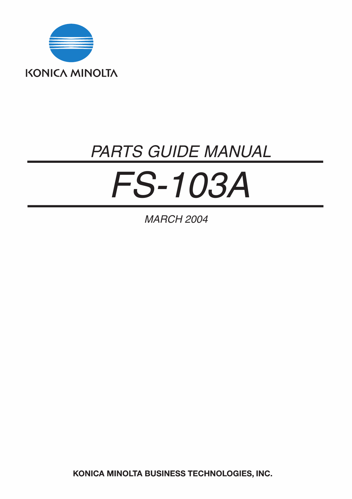 Konica-Minolta Options FS-103A Parts Manual-1